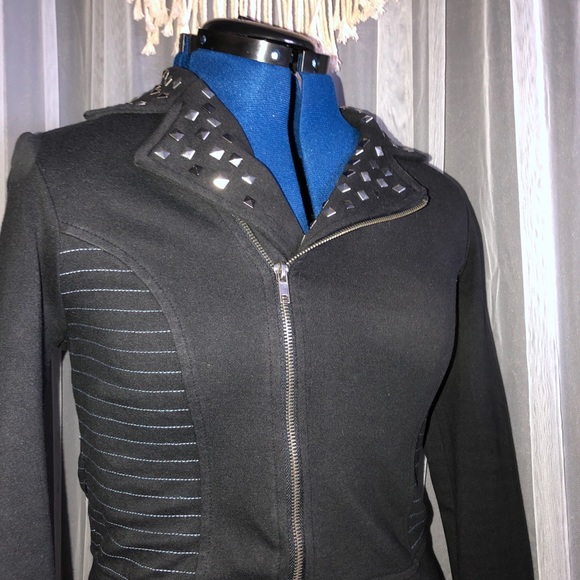 Black Studded Bomber Jacket - Picture 2 of 6